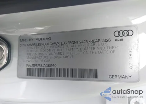 2018 Audi A3 E-Tron Premium Plus from USA, damaged, VIN WAUTPBFF8JA080950